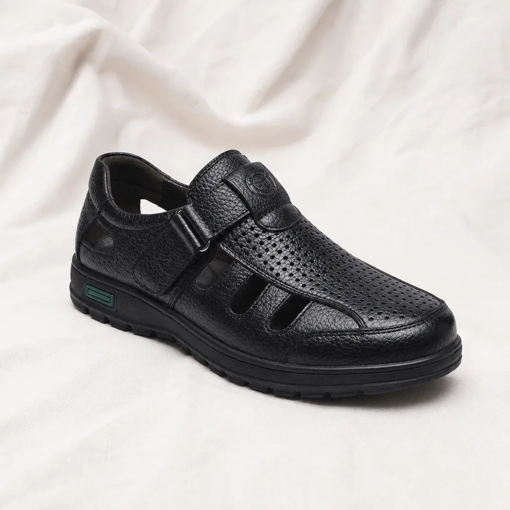 Men's Black Arthur Cut-Out Sandals