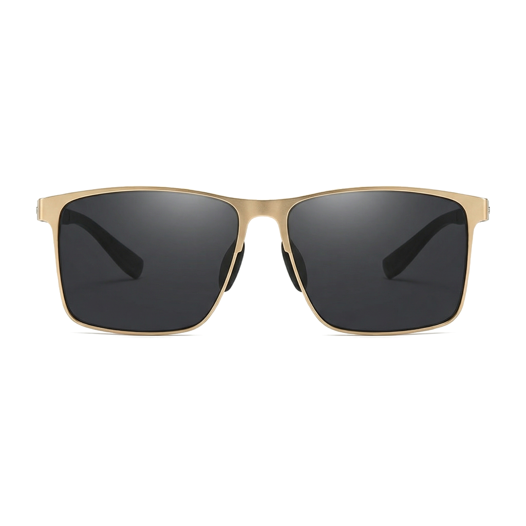 Black Gold Frame Grey Lens Weston Metal Square Shades 2