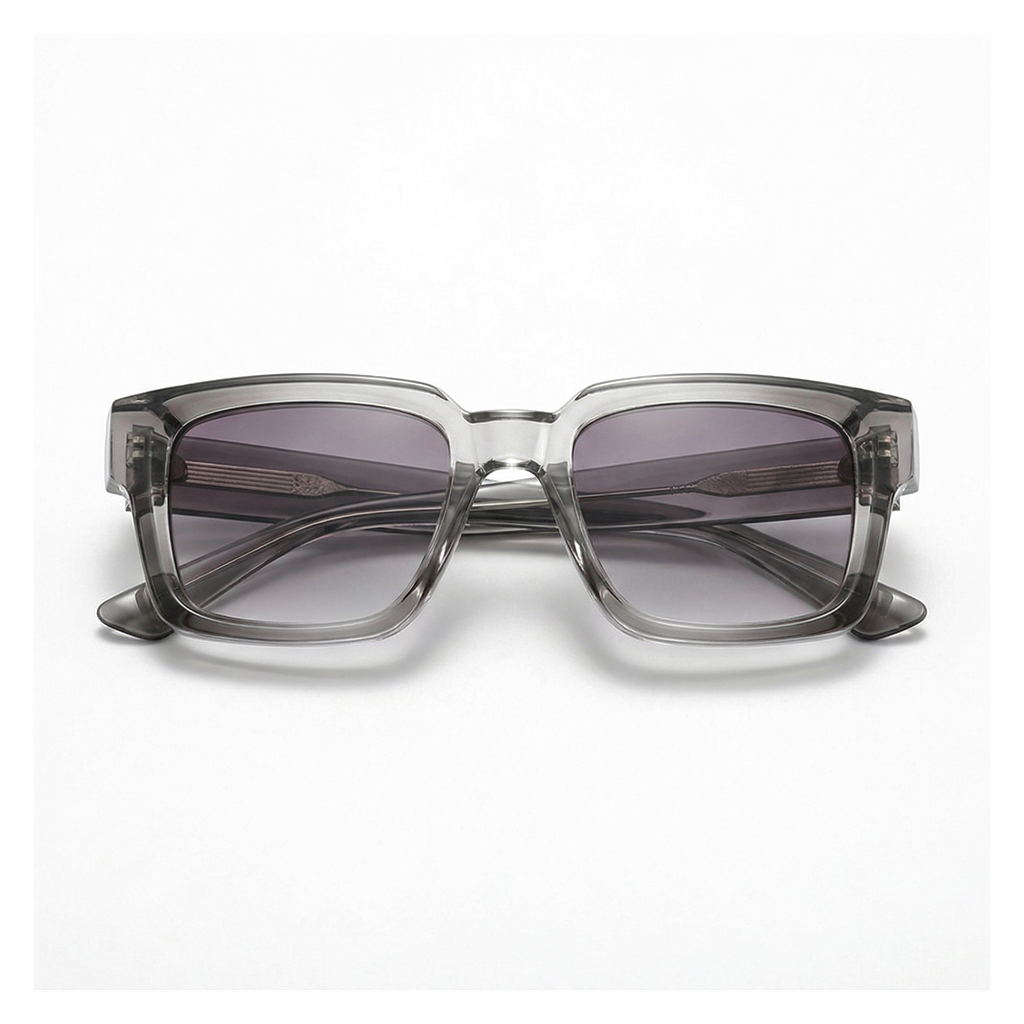 C6 Black Clear Frame Gradient Grey Lens Hudson Square Shades 2