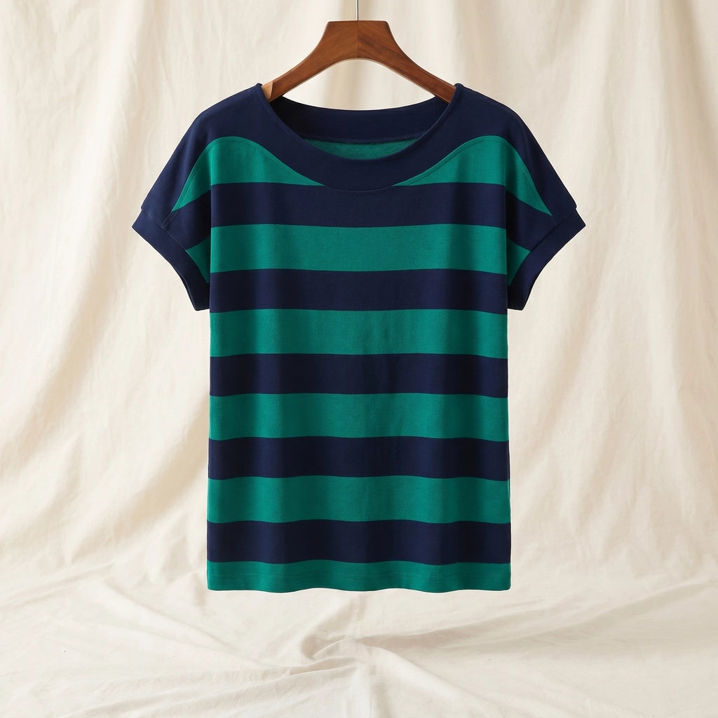 Celine Striped T-Shirt - Color:Green;Size:S