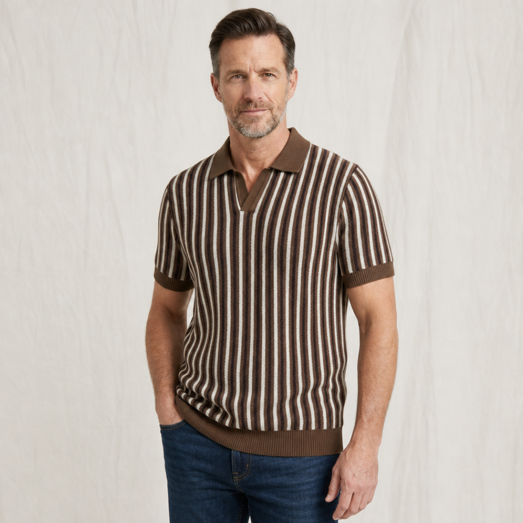 Evan Striped Knit Polo