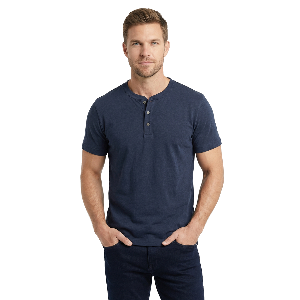Dark Blue Marco Ellison Henley Essential Tee 6