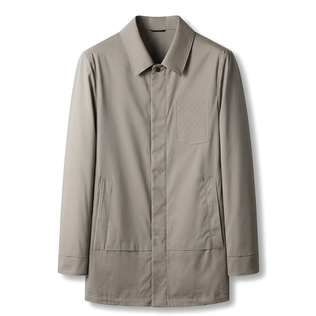 Julian Structured Cotton Coat - Color:Khaki;Size:XL