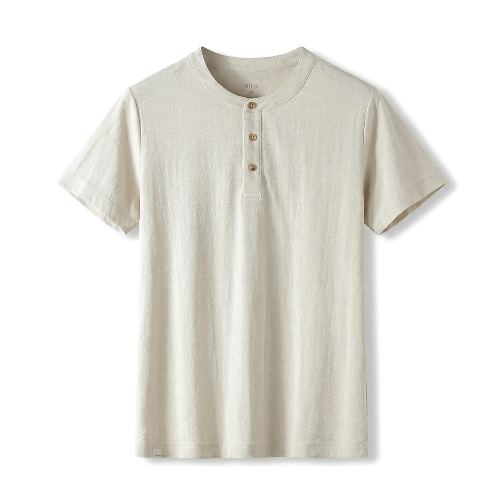 Marco Ellison Henley Essential Tee - Color:Apricot;Size:S