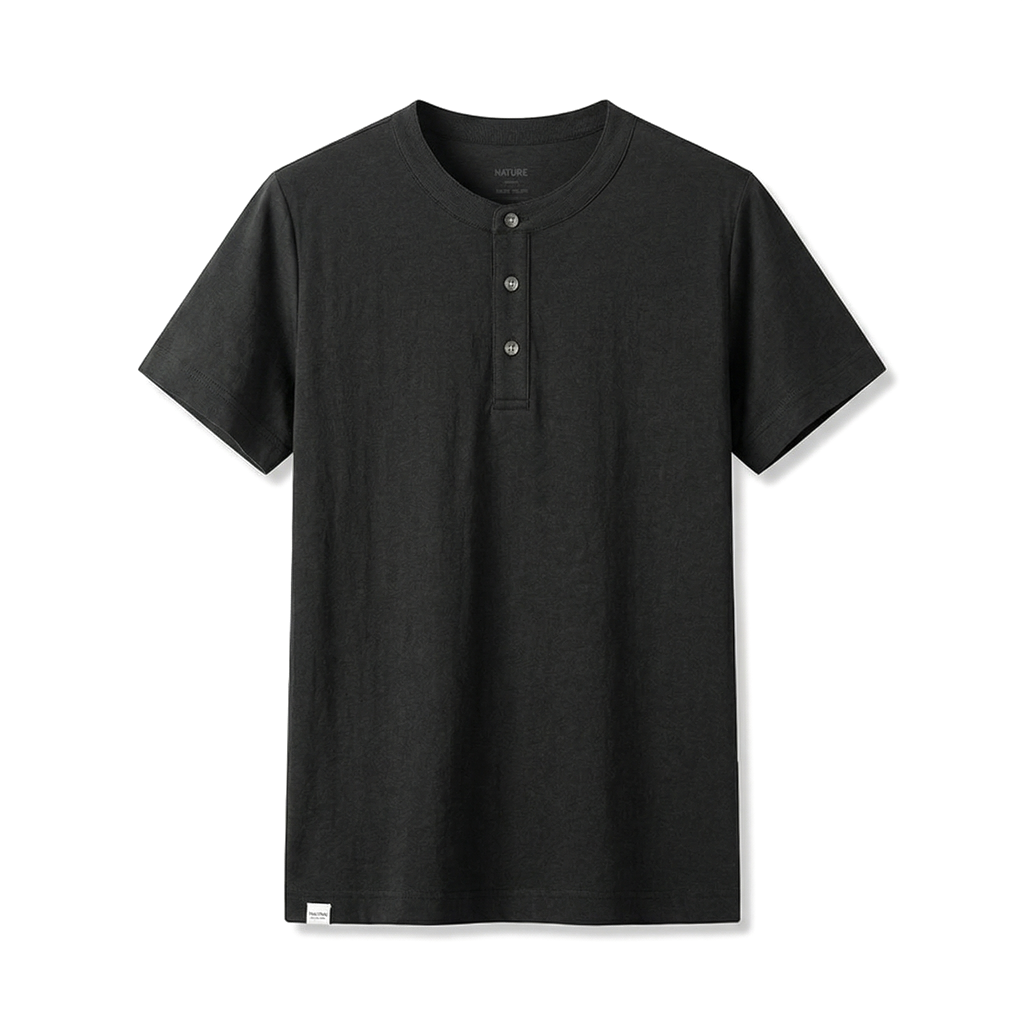 Marco Ellison Henley Essential Tee - Color:Black;Size:S