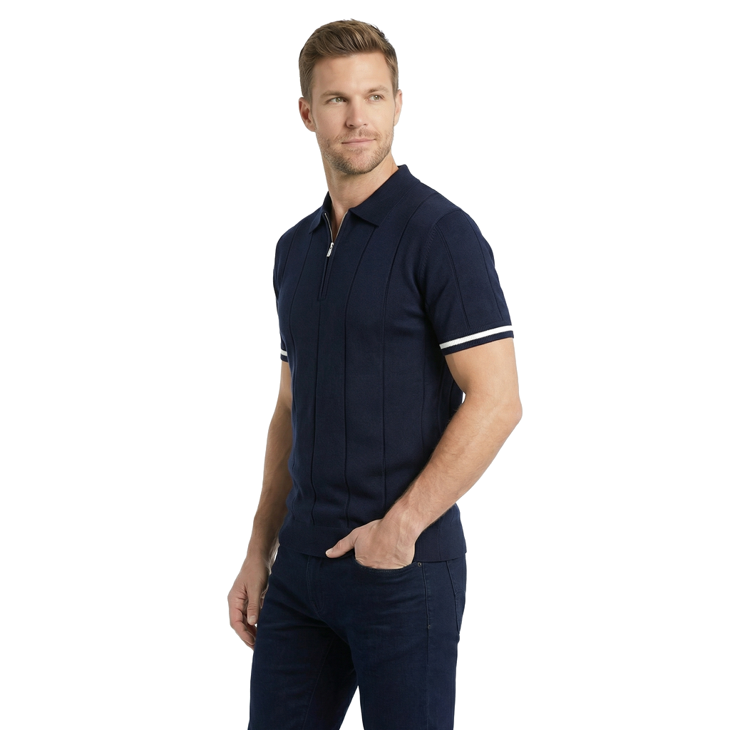 Navy Julian Reed Knit Polo 1