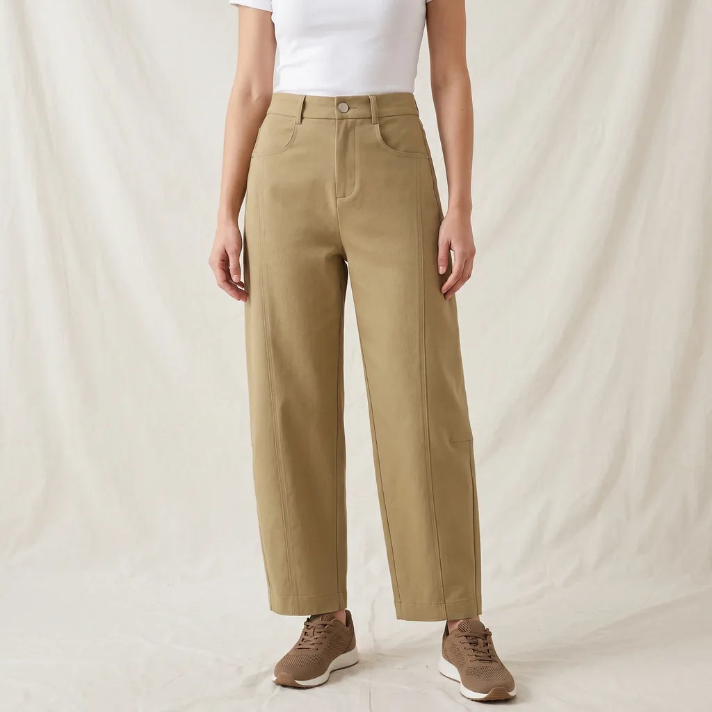 Beige Sabrina Cotton Barrel Trousers (Copy) 3