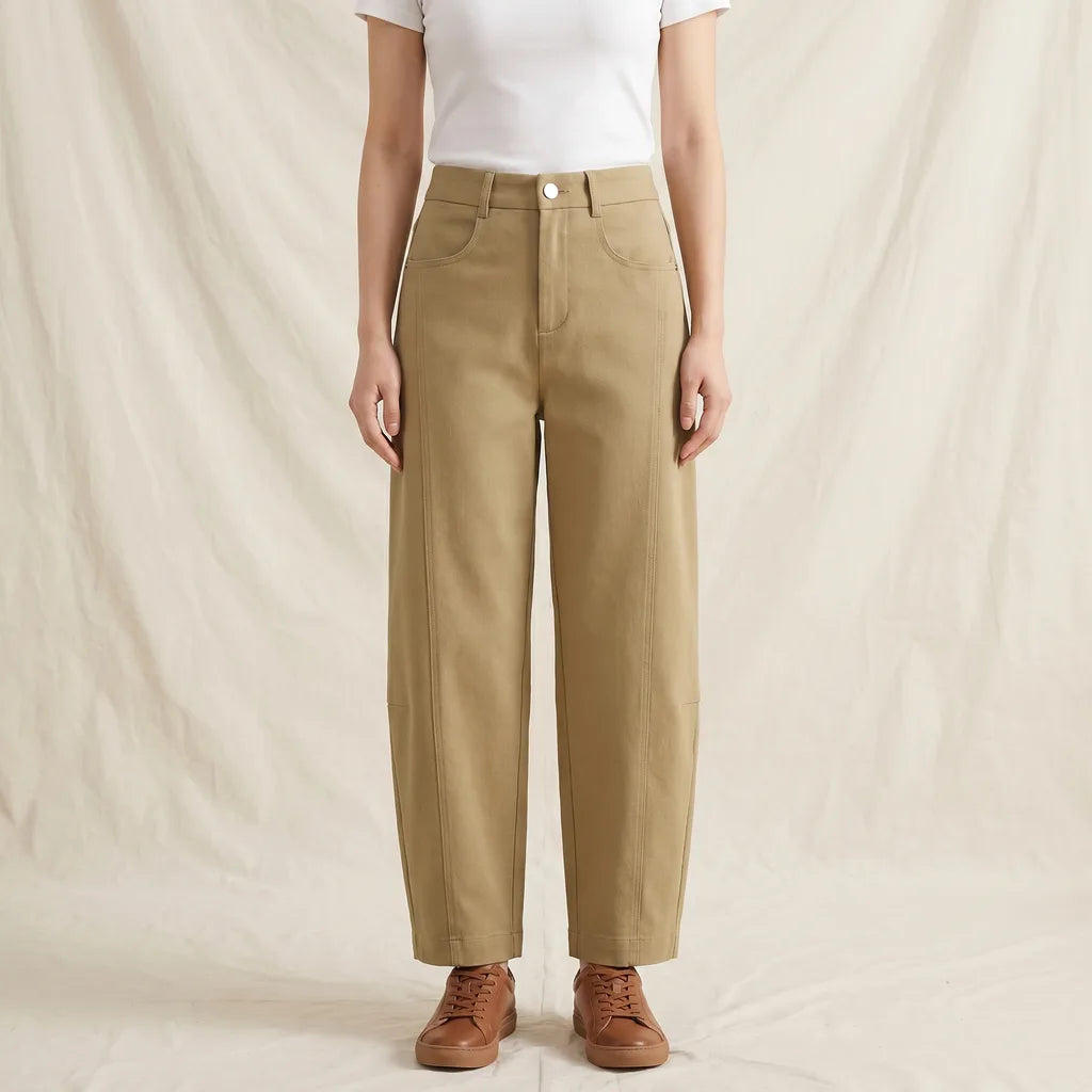 Beige Sabrina Cotton Barrel Trousers (Copy) 4