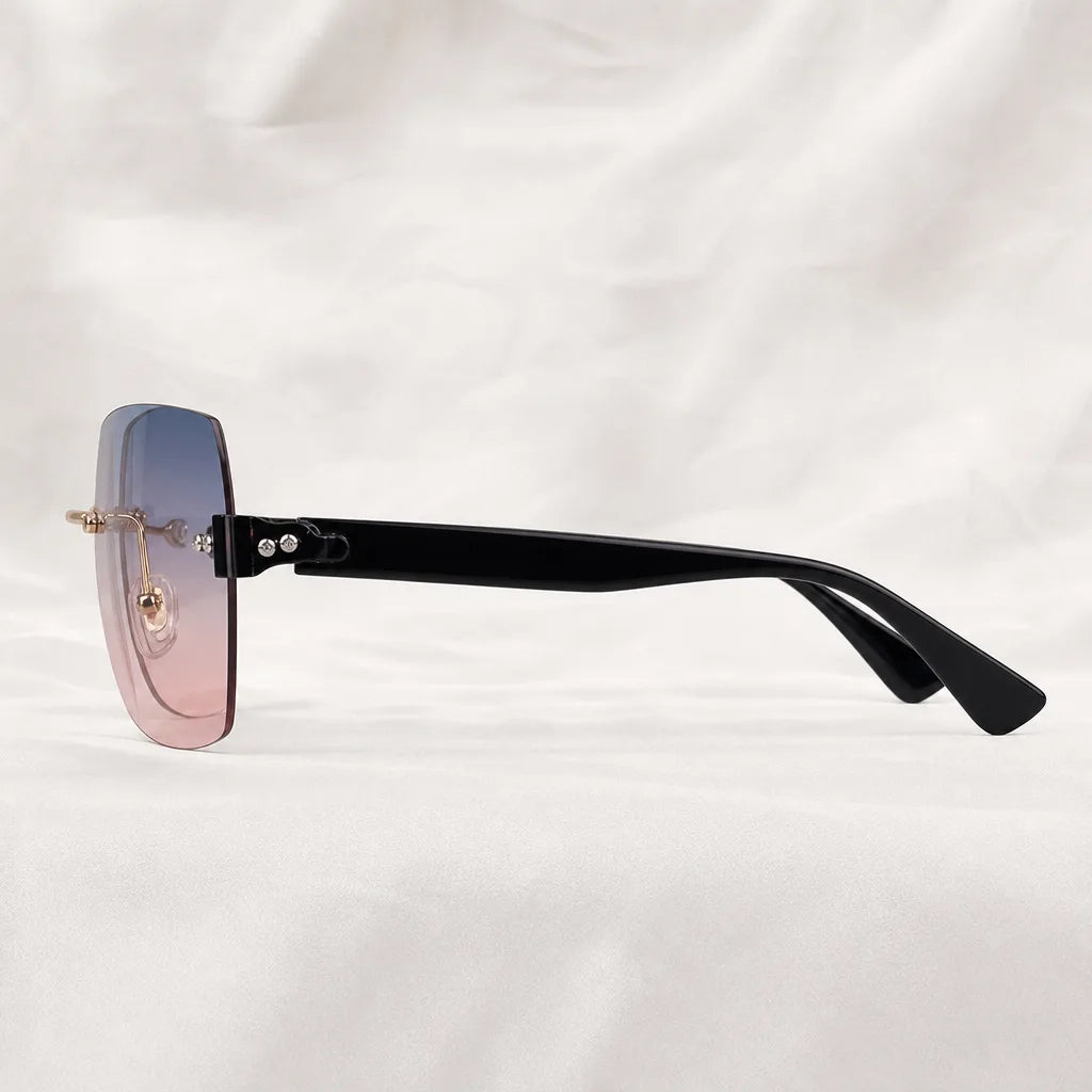 Women's Black frame with blue pink lenses Randolph Rimless Square Shades