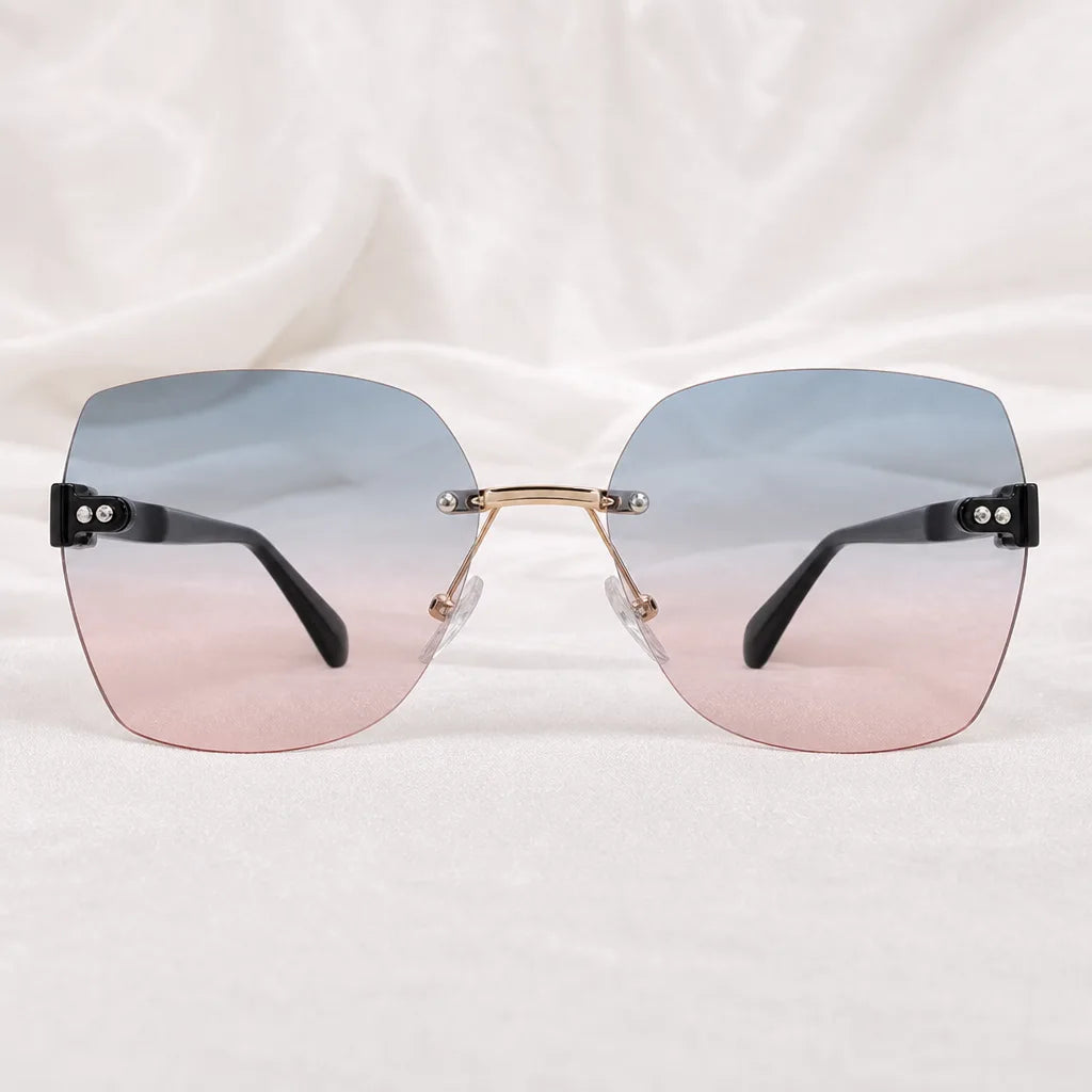 Women's Black frame with blue pink lenses Randolph Rimless Square Shades