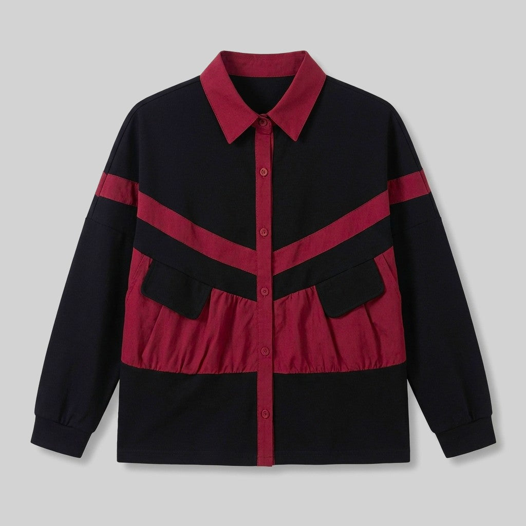 Zaria Collar Button Polo - Color:908-Red (Single Layer Thin);Size:2XL (62-70kg)