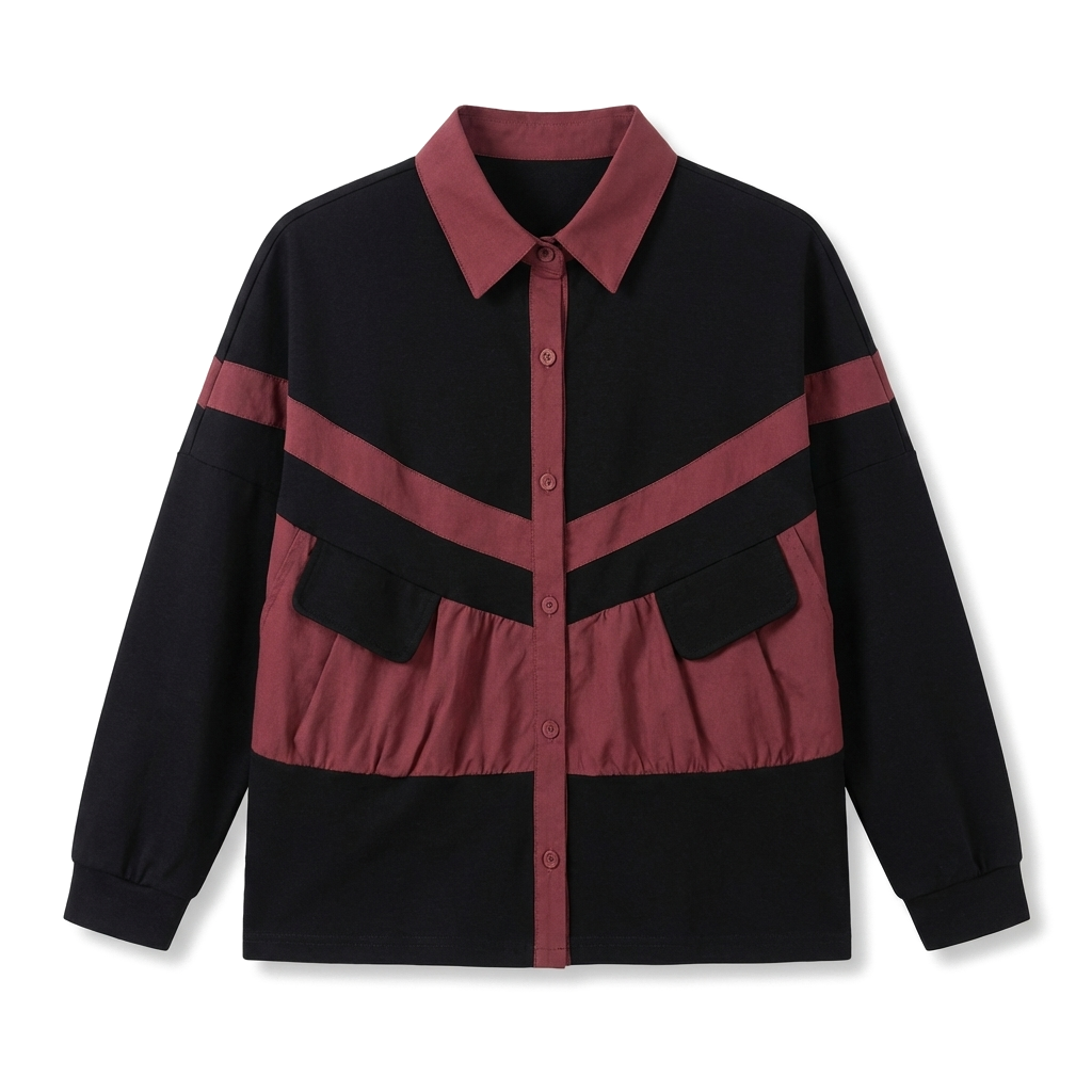 Zaria Collar Button Polo - Color:908-Wine Red (Single Layer Thin);Size:2XL (62-70kg)