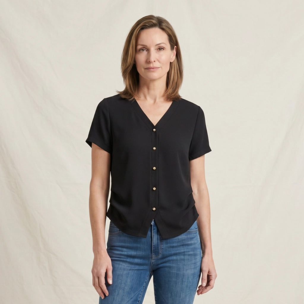 Thea Cotton V-Neck T-Shirt  (Copy)