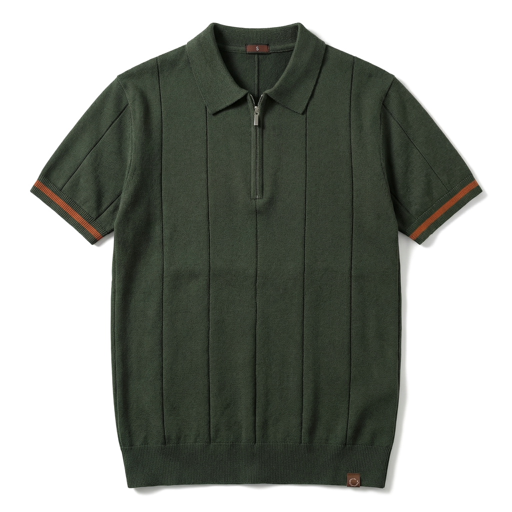 Army Green Julian Reed Knit Polo 1