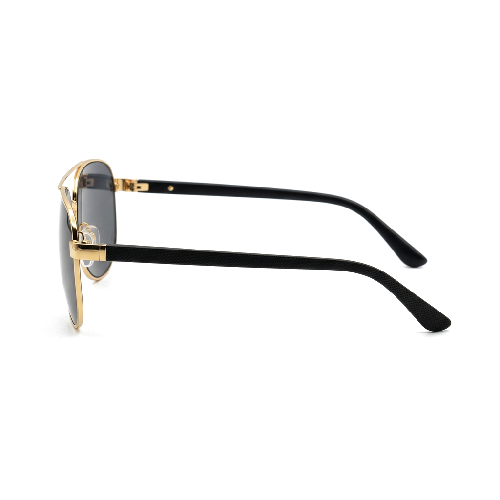 Black Gold Frame Grey Lens Weston Metal Square Shades 3