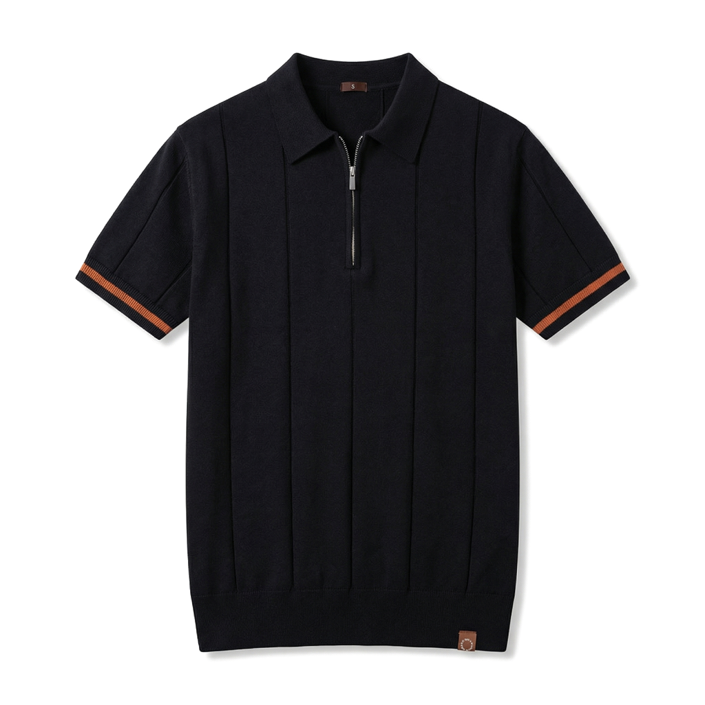 Black Julian Reed Knit Polo 1