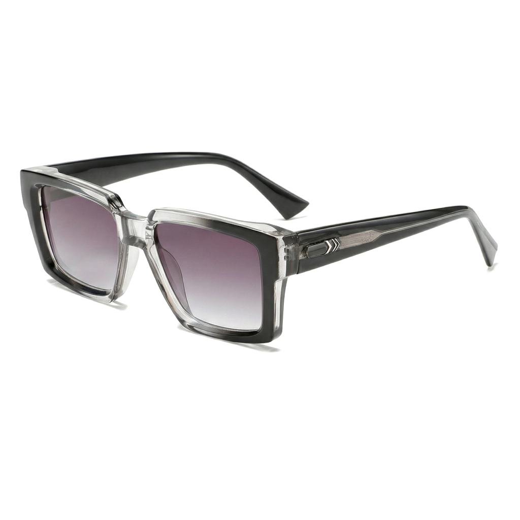 C6 Black Clear Frame Gradient Grey Lens Hudson Square Shades 1