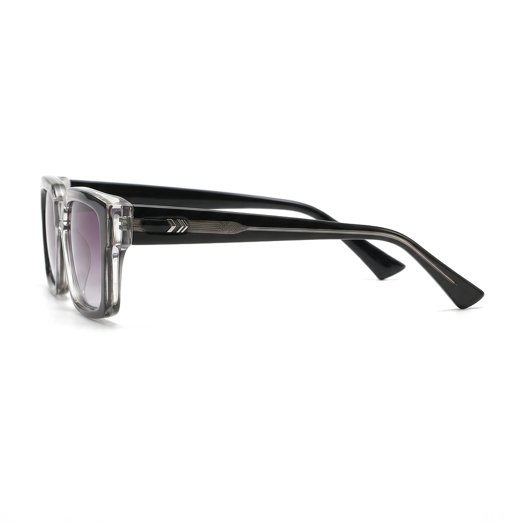 C6 Black Clear Frame Gradient Grey Lens Hudson Square Shades 4
