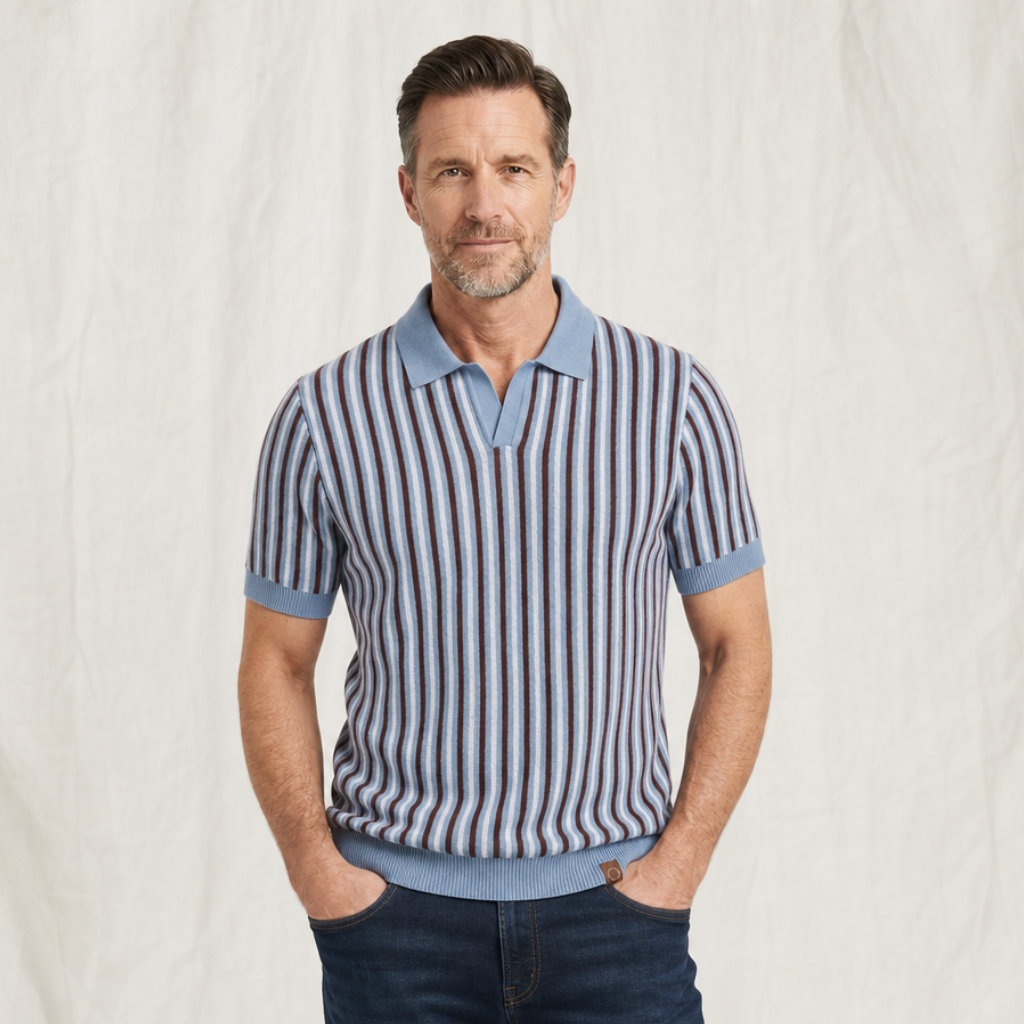 Evan Striped Knit Polo