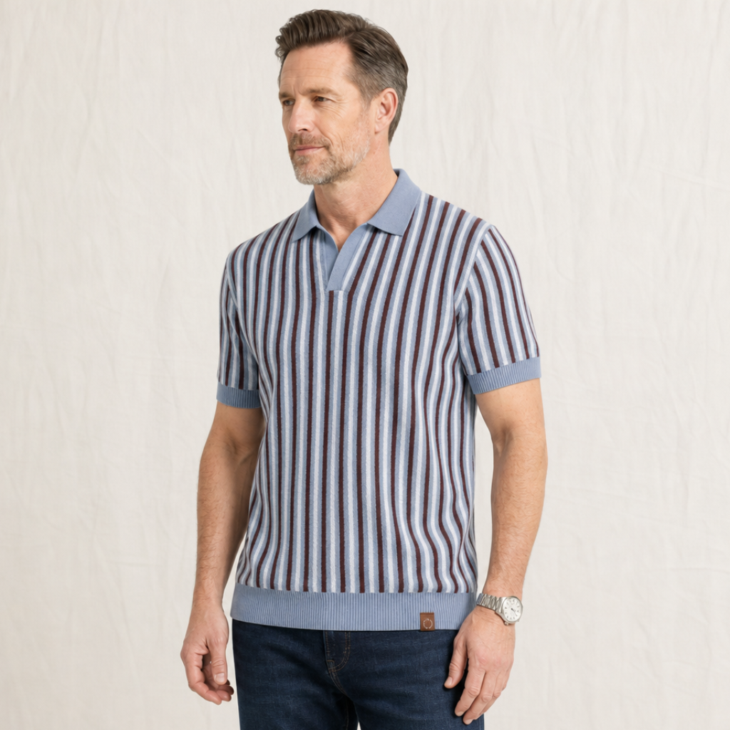 Evan Striped Knit Polo