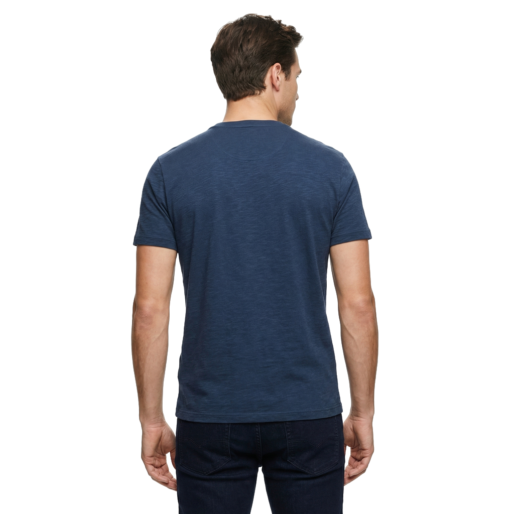 Dark Blue Marco Ellison Henley Essential Tee 4