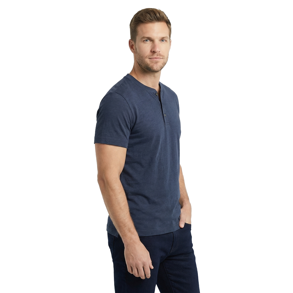 Dark Blue Marco Ellison Henley Essential Tee 5