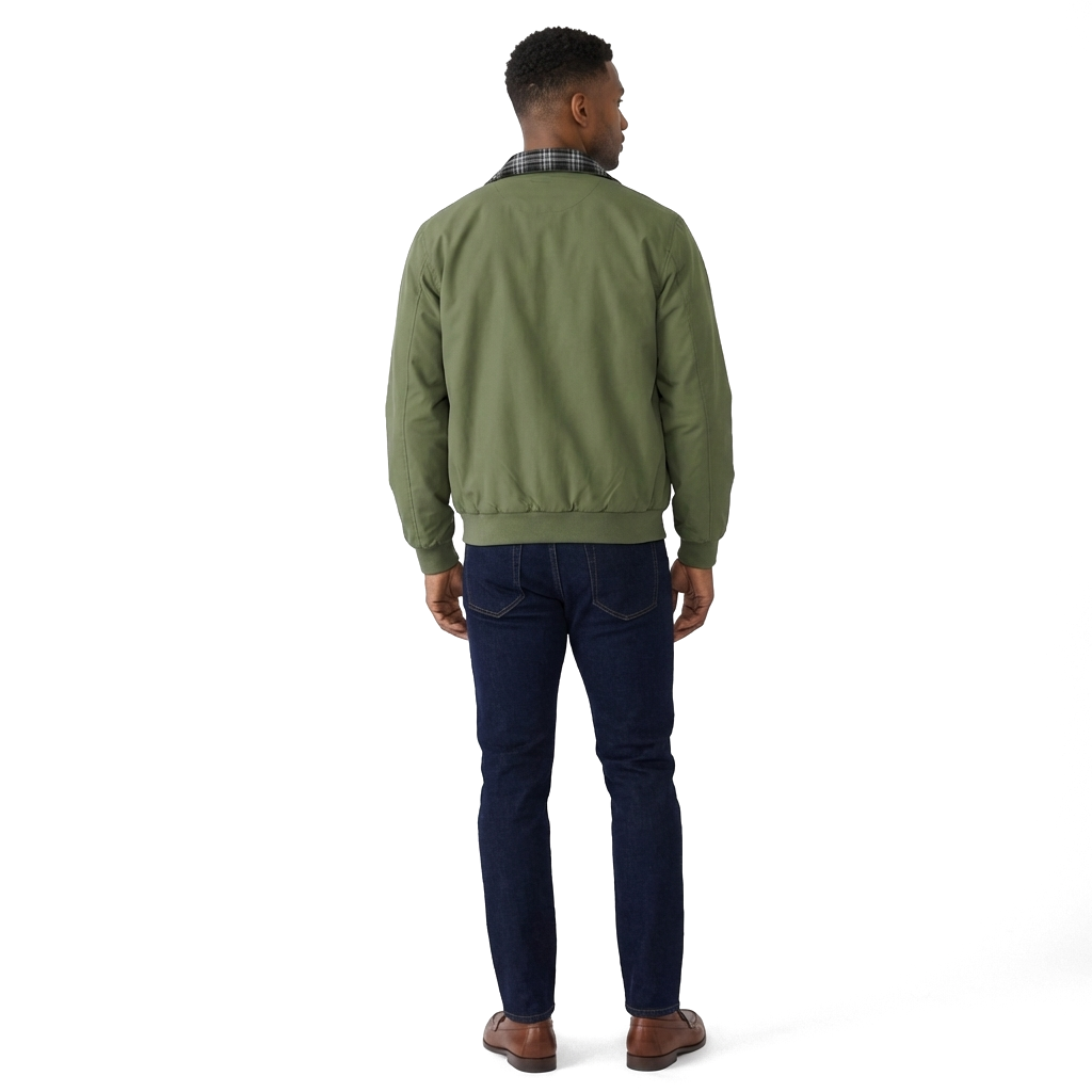 Green Loose Fit Layered Plaid Jacket with Spread Collar 3