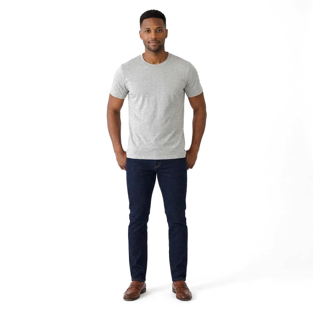 Heather Grey Heavyweight 220g Quick Dry Combed Cotton T-Shirt 4