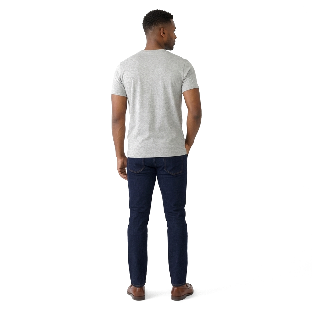 Heather Grey Heavyweight 220g Quick Dry Combed Cotton T-Shirt 2
