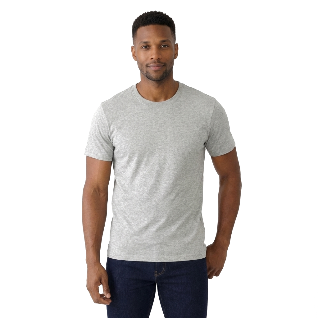 Heather Grey Heavyweight 220g Quick Dry Combed Cotton T-Shirt 1