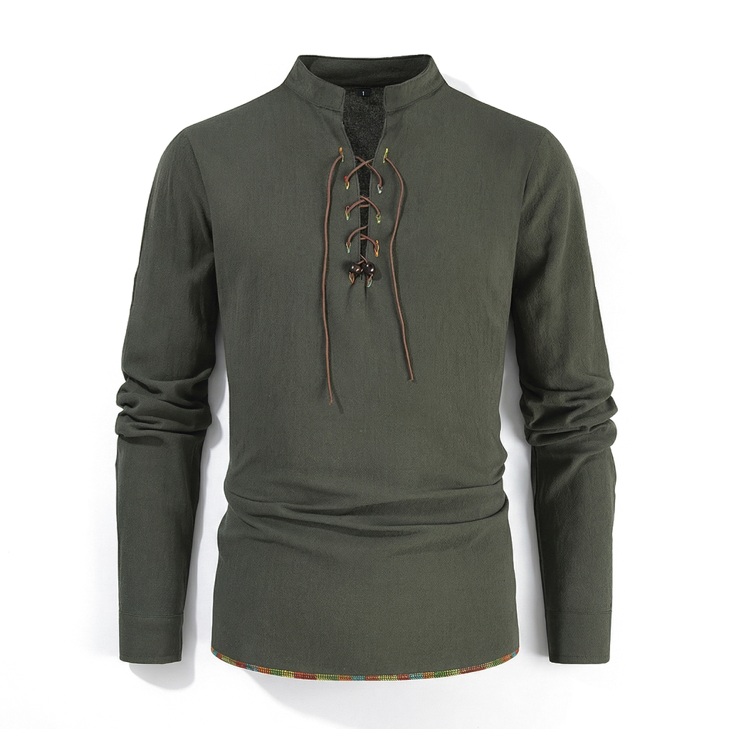 Joseph Henley Collar Shirt AW - Color:Army Green;Size:XS