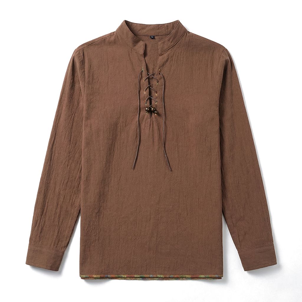 Joseph Henley Collar Shirt AW - Color:Brown;Size:XS