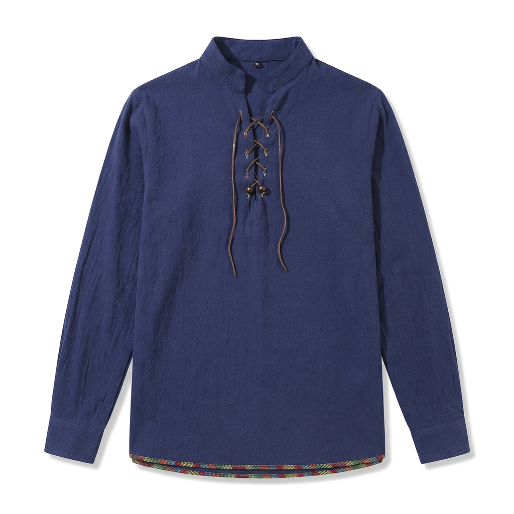 Joseph Henley Collar Shirt AW - Color:Navy Blue;Size:XS