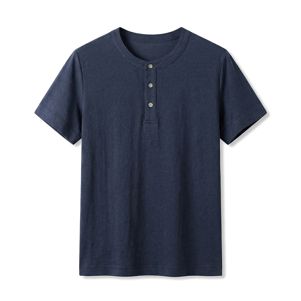 Marco Ellison Henley Essential Tee - Color:Dark Blue;Size:S
