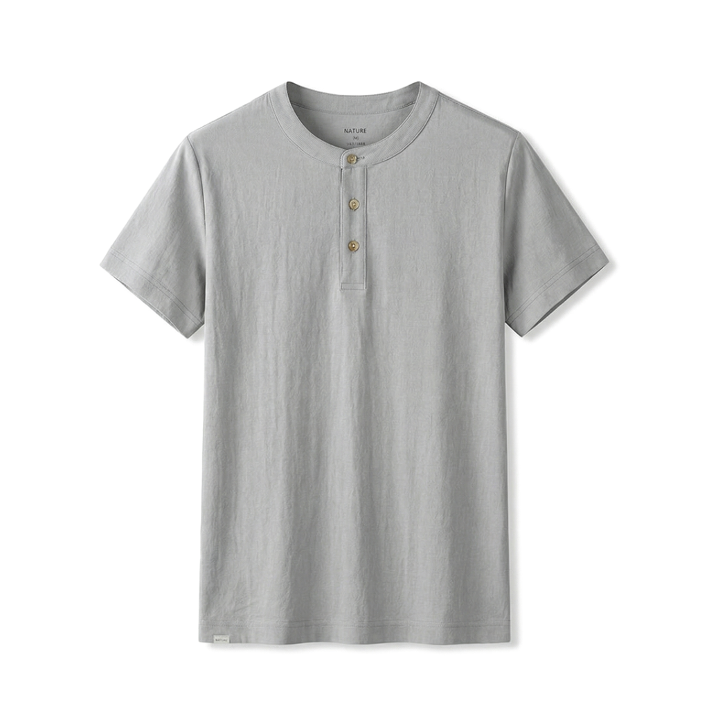 Marco Ellison Henley Essential Tee - Color:Heather Grey;Size:S