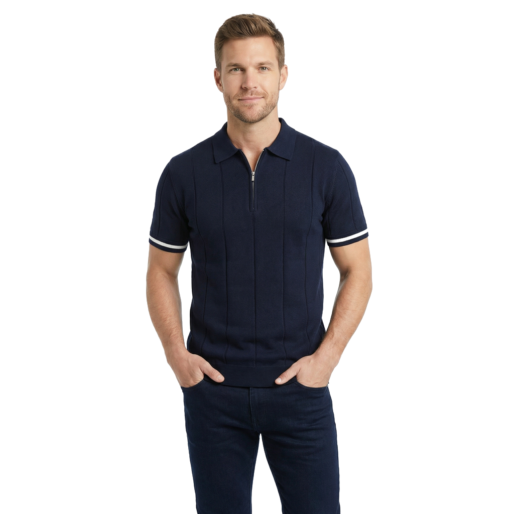 Navy Julian Reed Knit Polo 4